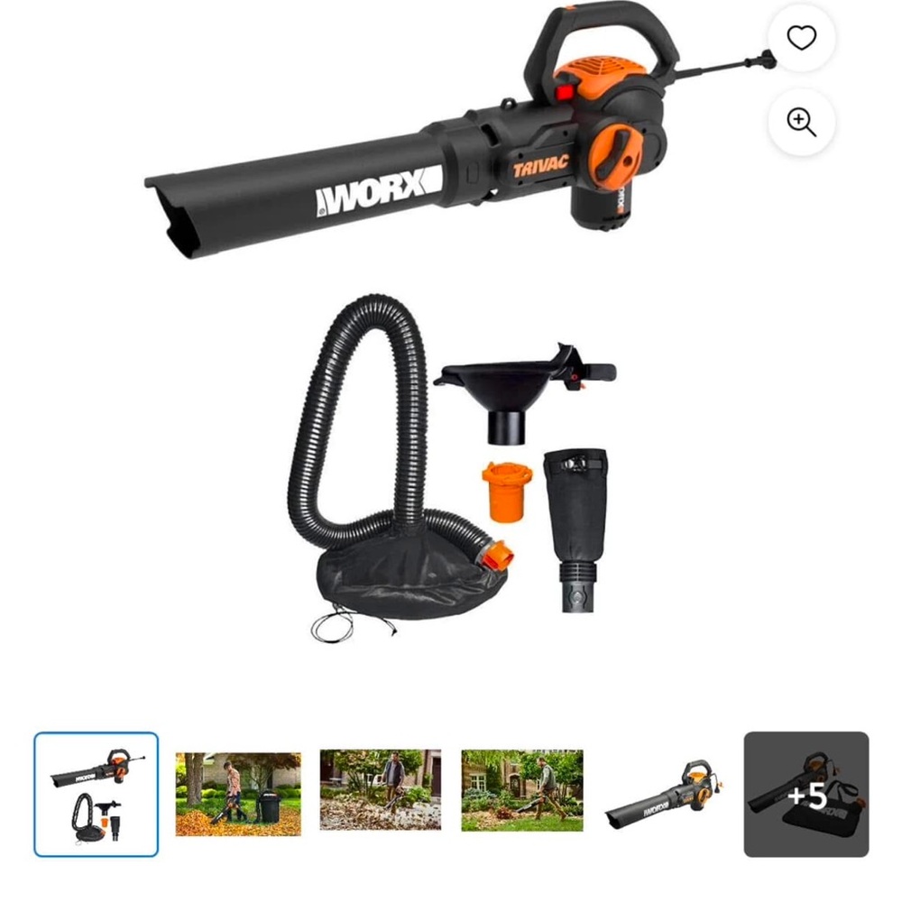 WORX Trivac Leaf Blower and Mulcher - Black and Orange